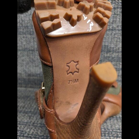 Tory Burch Oren Peep Toe Ankle Booties Olive Brown Women 7.5 - Picture 11 of 14